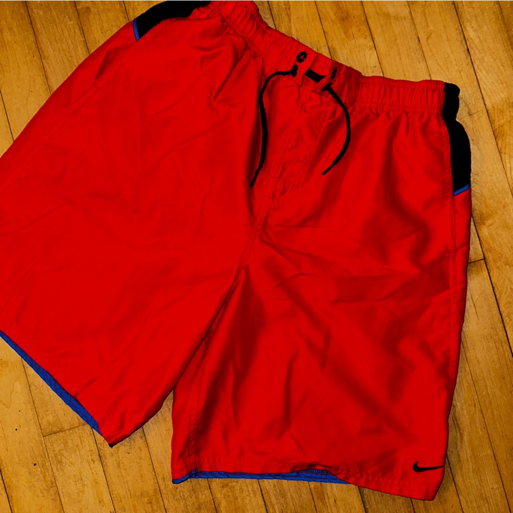 NIKE MEN'S RED BLUE BLACK SWIM SUIT SWIMWEAR- LARGE